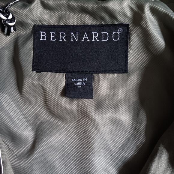 Bernardo Long Hooded Raincoat Olive Green Womens M Minimalist - Picture 4 of 12